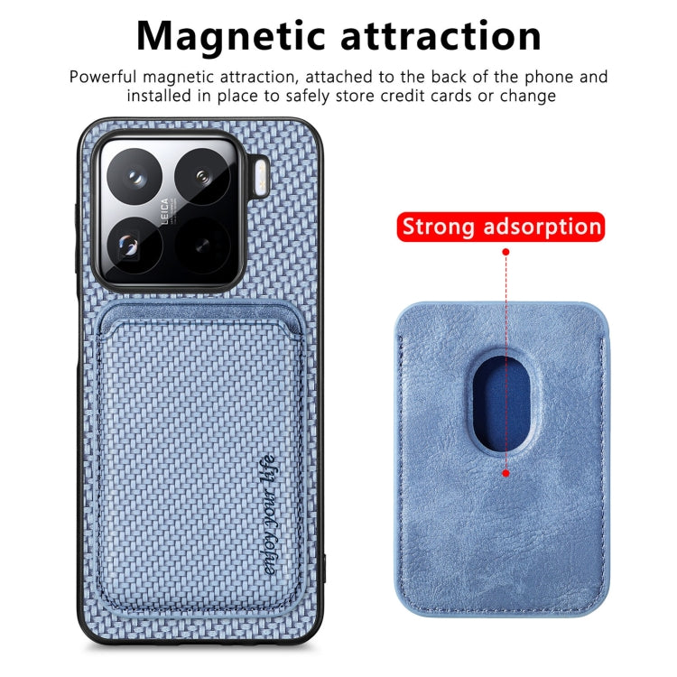 For Xiaomi 15 Pro Carbon Fiber Leather Card Magnetic Phone Case