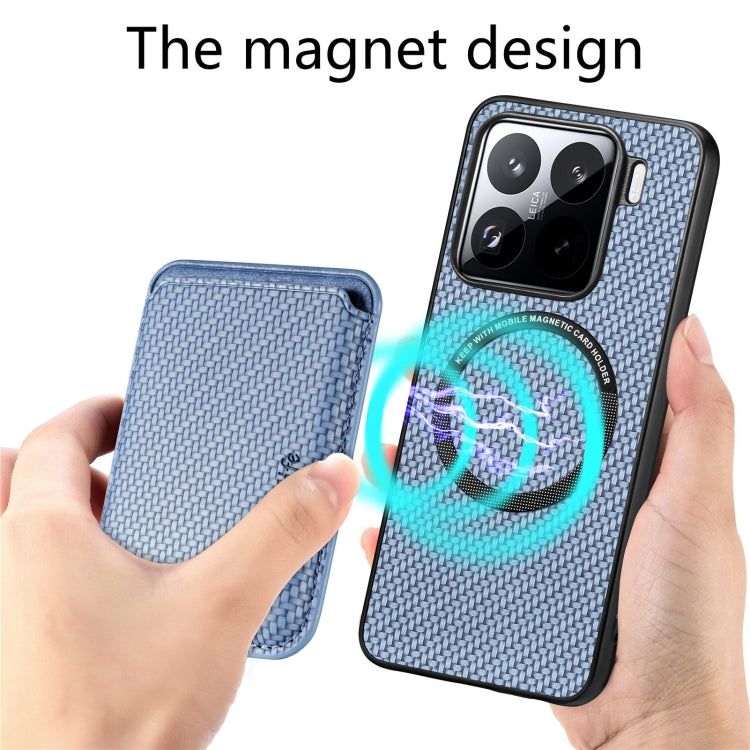 For Xiaomi 15 Pro Carbon Fiber Leather Card Magnetic Phone Case