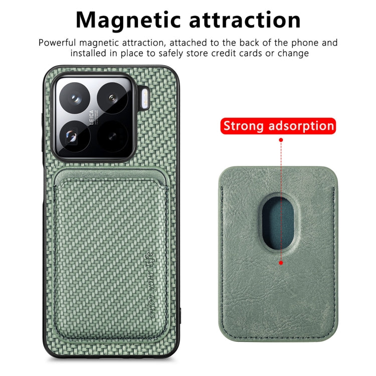 For Xiaomi 15 Pro Carbon Fiber Leather Card Magnetic Phone Case