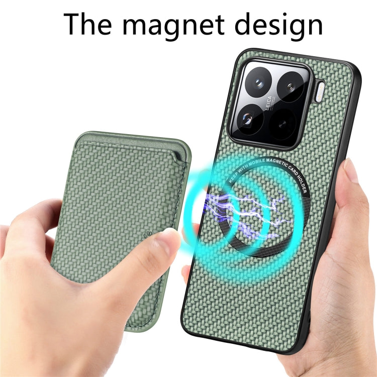 For Xiaomi 15 Pro Carbon Fiber Leather Card Magnetic Phone Case