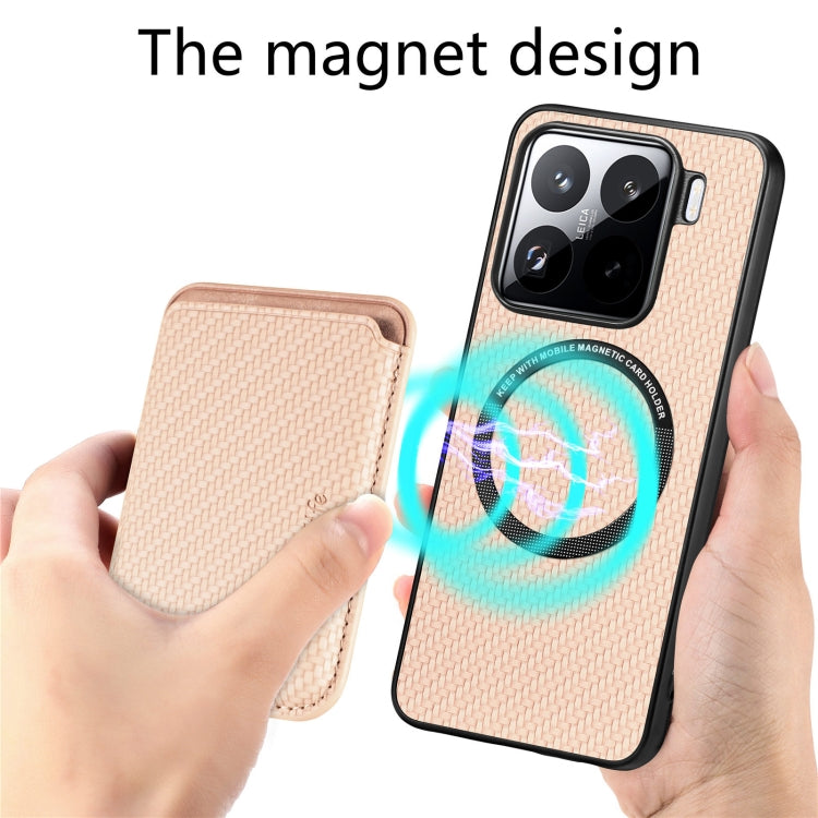 For Xiaomi 15 Pro Carbon Fiber Leather Card Magnetic Phone Case