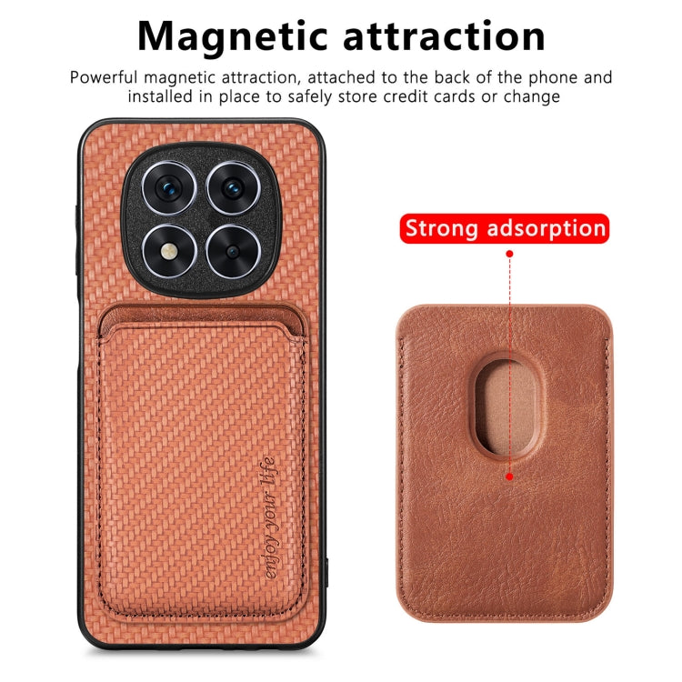 For Xiaomi Redmi Note 14 5G Carbon Fiber Leather Card Magnetic Phone Case