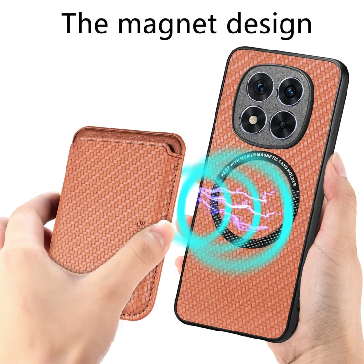 For Xiaomi Redmi Note 14 5G Carbon Fiber Leather Card Magnetic Phone Case