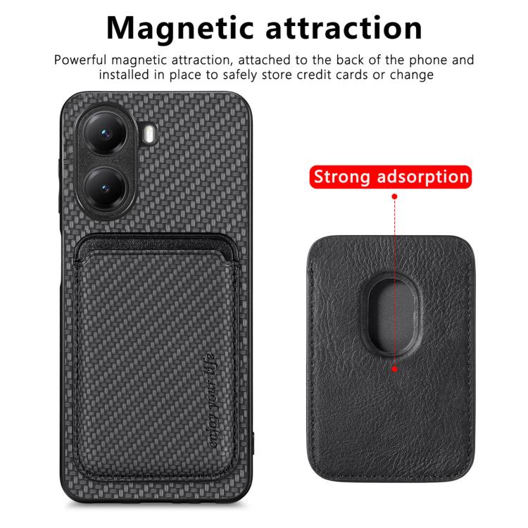 For Redmi Turbo 4 Carbon Fiber Leather Card Magnetic Phone Case