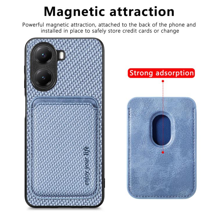 For Redmi Turbo 4 Carbon Fiber Leather Card Magnetic Phone Case