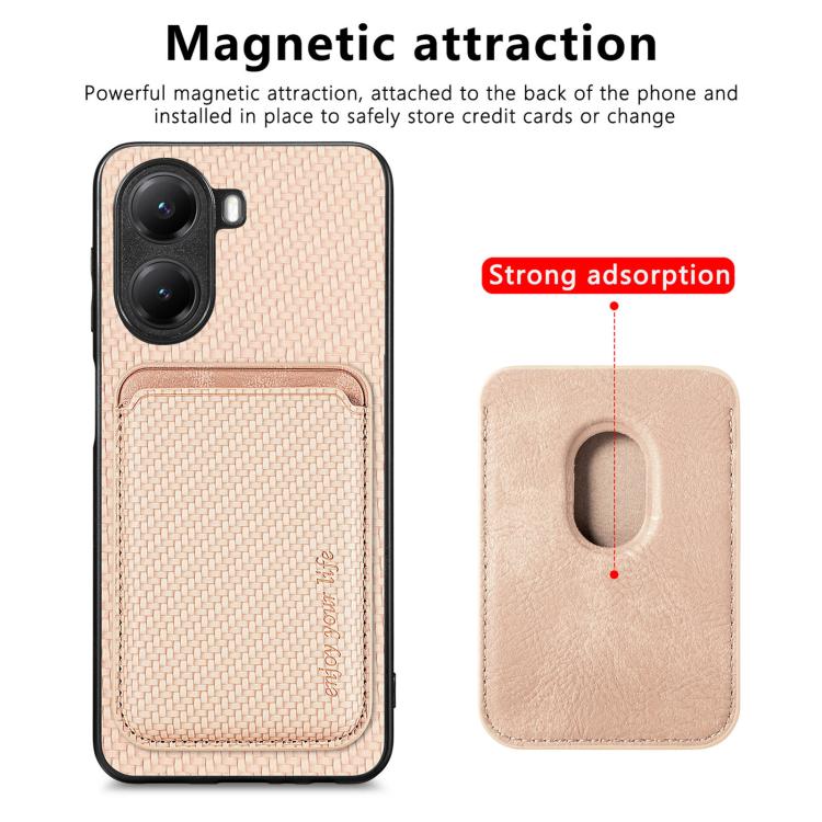 For Redmi Turbo 4 Carbon Fiber Leather Card Magnetic Phone Case