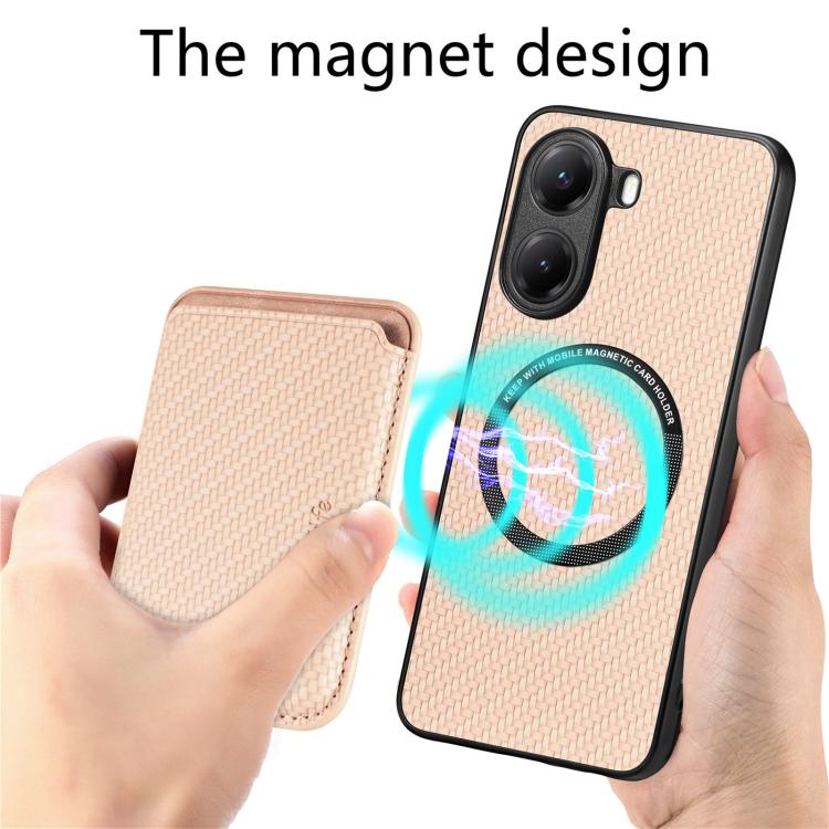 For Redmi Turbo 4 Carbon Fiber Leather Card Magnetic Phone Case