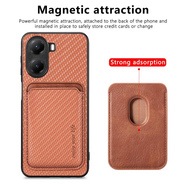 For Xiaomi Poco X7 Pro Carbon Fiber Leather Card Magnetic Phone Case