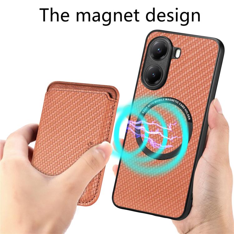 For Xiaomi Poco X7 Pro Carbon Fiber Leather Card Magnetic Phone Case