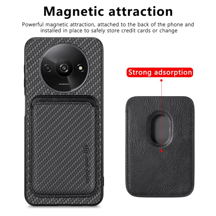 For Redmi A3 Carbon Fiber Leather Card Magnetic Phone Case