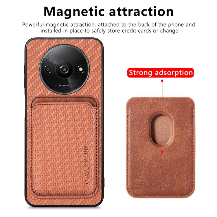 For Redmi A3 Carbon Fiber Leather Card Magnetic Phone Case