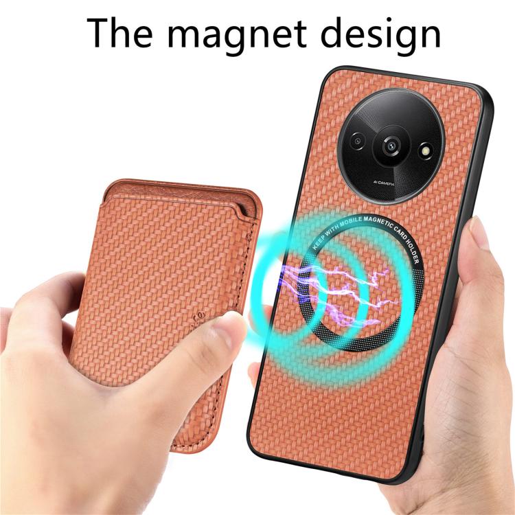 For Redmi A3 Carbon Fiber Leather Card Magnetic Phone Case