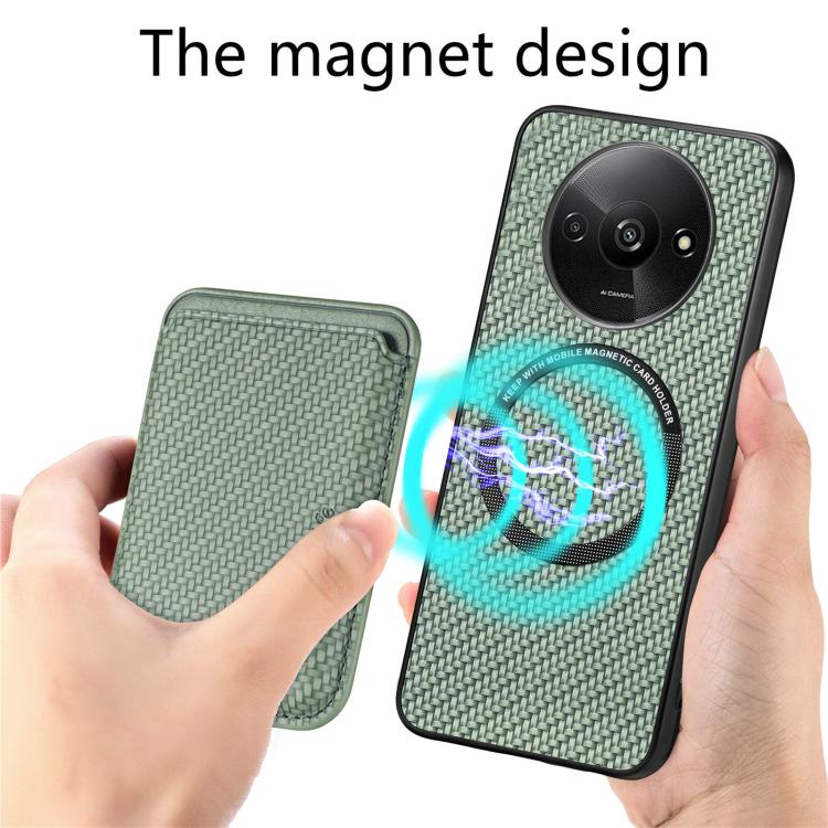 For Redmi A3 Carbon Fiber Leather Card Magnetic Phone Case