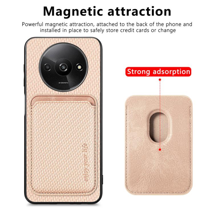 For Redmi A3 Carbon Fiber Leather Card Magnetic Phone Case