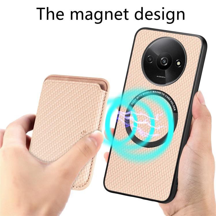 For Redmi A3 Carbon Fiber Leather Card Magnetic Phone Case