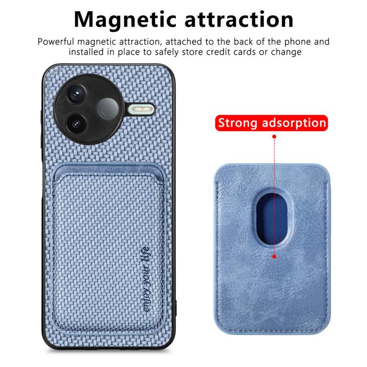 For Redmi K80 / Poco F7 Pro Carbon Fiber Leather Card Magnetic Phone Case