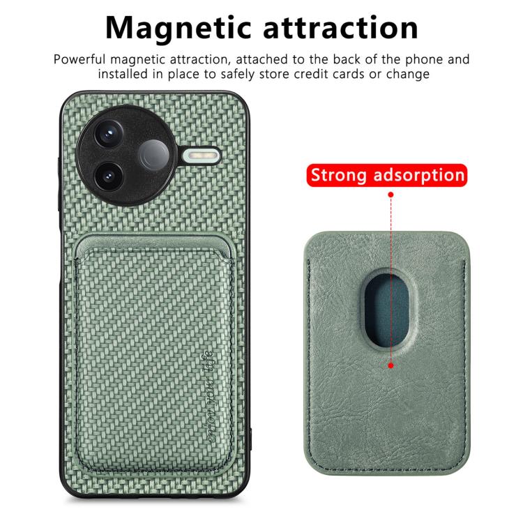 For Redmi K80 / Poco F7 Pro Carbon Fiber Leather Card Magnetic Phone Case