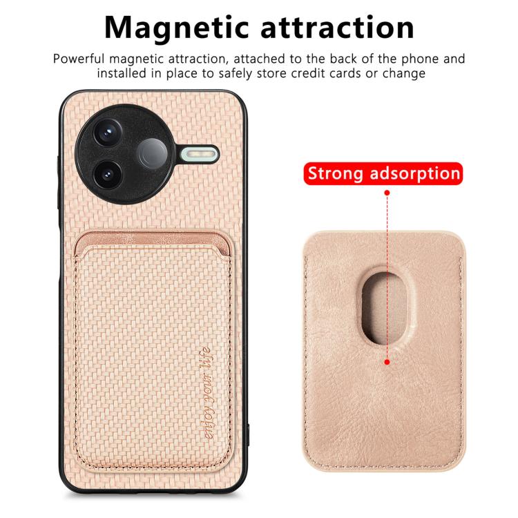 For Redmi K80 / Poco F7 Pro Carbon Fiber Leather Card Magnetic Phone Case