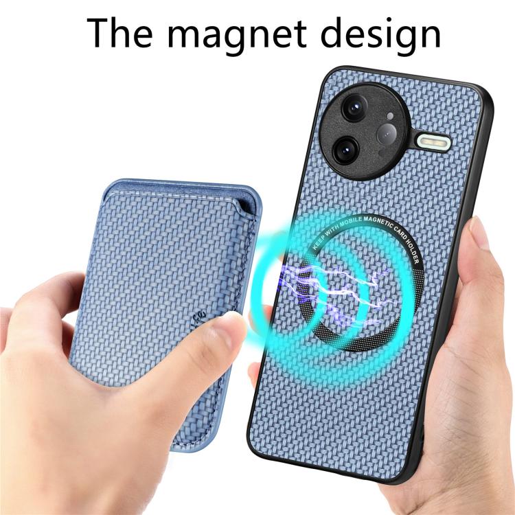 For Redmi K80 Pro / Poco F7 Ultra Carbon Fiber Leather Card Magnetic Phone Case