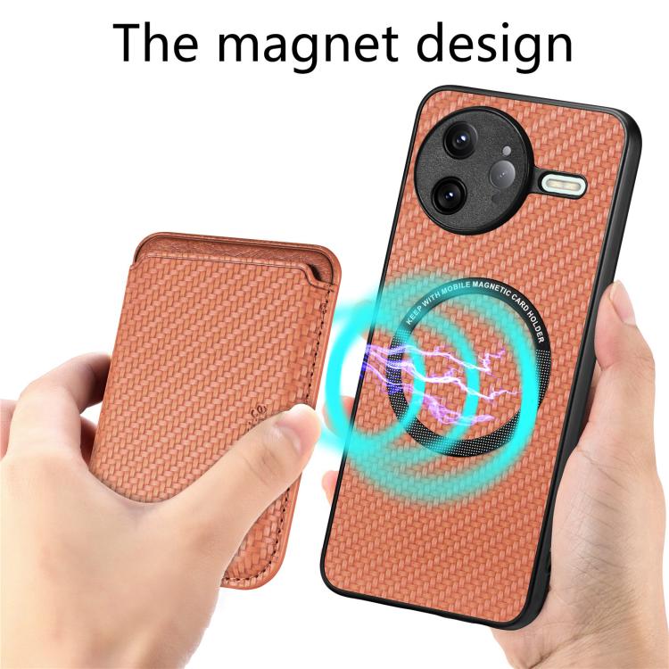 For Redmi K80 Pro / Poco F7 Ultra Carbon Fiber Leather Card Magnetic Phone Case