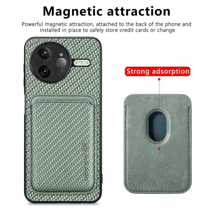 For Redmi K80 Pro / Poco F7 Ultra Carbon Fiber Leather Card Magnetic Phone Case