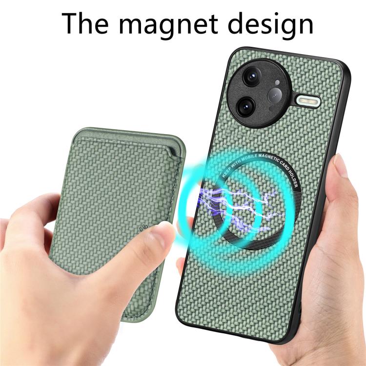 For Redmi K80 Pro / Poco F7 Ultra Carbon Fiber Leather Card Magnetic Phone Case