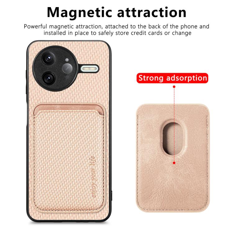 For Redmi K80 Pro / Poco F7 Ultra Carbon Fiber Leather Card Magnetic Phone Case