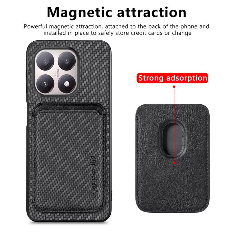 For Xiaomi 15T Carbon Fiber Leather Card Magnetic Phone Case