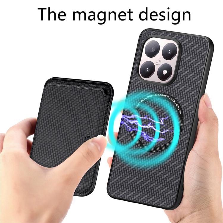 For Xiaomi 15T Carbon Fiber Leather Card Magnetic Phone Case