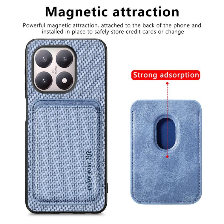 For Xiaomi 15T Carbon Fiber Leather Card Magnetic Phone Case