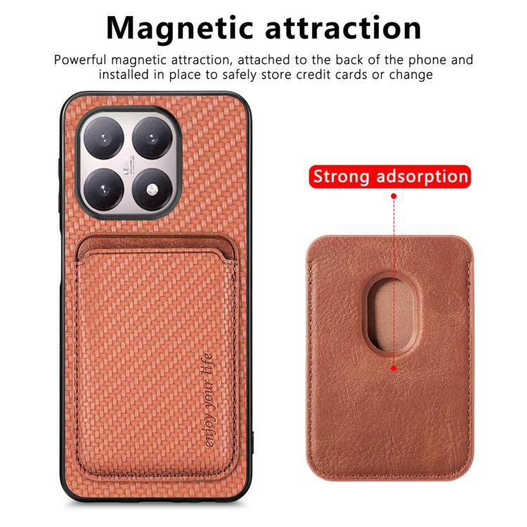 For Xiaomi 15T Carbon Fiber Leather Card Magnetic Phone Case