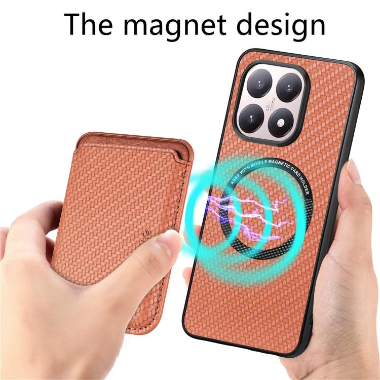 For Xiaomi 15T Carbon Fiber Leather Card Magnetic Phone Case