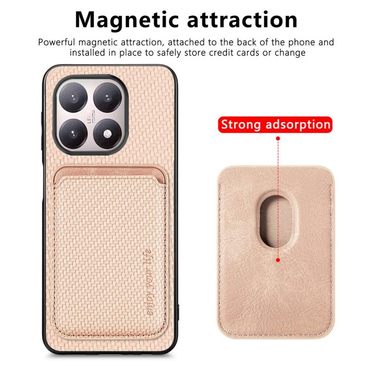 For Xiaomi 15T Carbon Fiber Leather Card Magnetic Phone Case