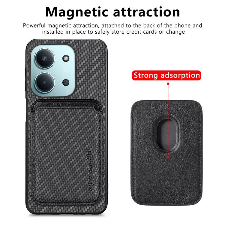 For Redmi 15C 5G / 4G Glodal 171mm Carbon Fiber Leather Card Magnetic Phone Case