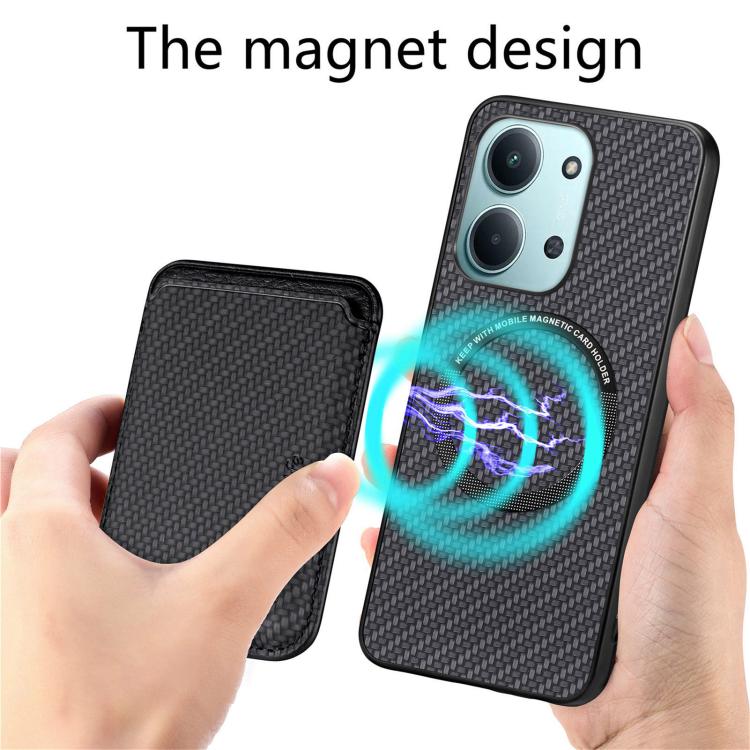 For Redmi 15C 5G / 4G Glodal 171mm Carbon Fiber Leather Card Magnetic Phone Case