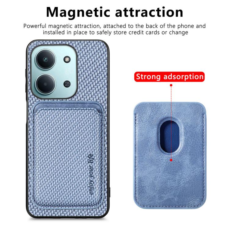 For Redmi 15C 5G / 4G Glodal 171mm Carbon Fiber Leather Card Magnetic Phone Case
