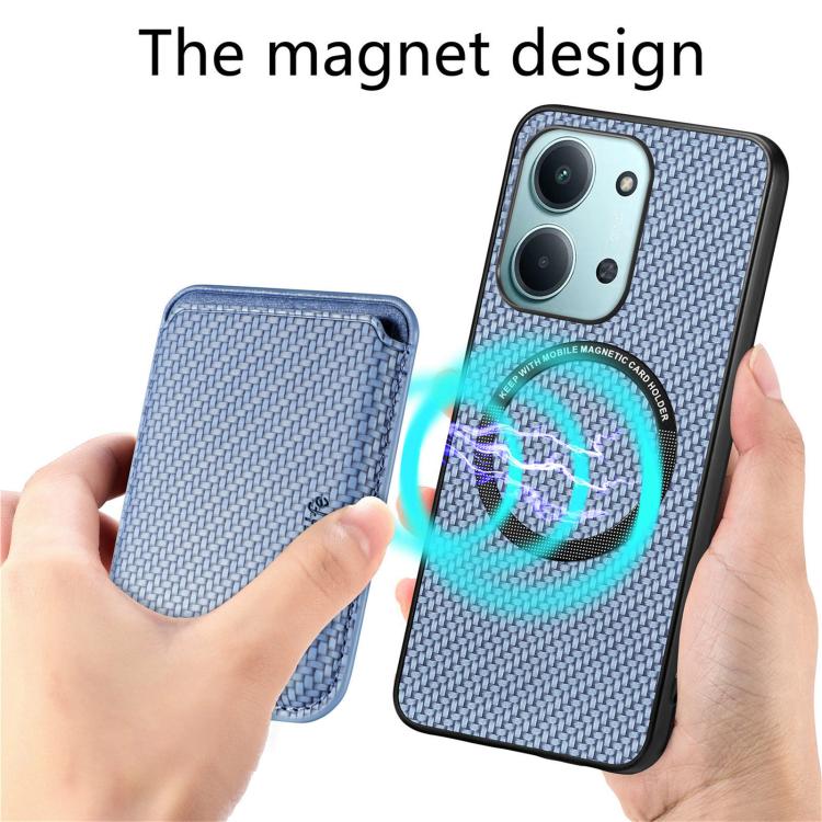 For Redmi 15C 5G / 4G Glodal 171mm Carbon Fiber Leather Card Magnetic Phone Case
