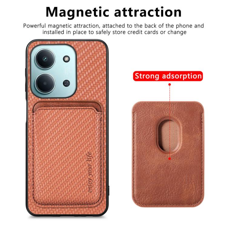 For Redmi 15C 5G / 4G Glodal 171mm Carbon Fiber Leather Card Magnetic Phone Case