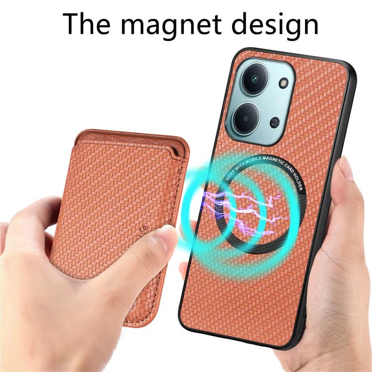 For Redmi 15C 5G / 4G Glodal 171mm Carbon Fiber Leather Card Magnetic Phone Case