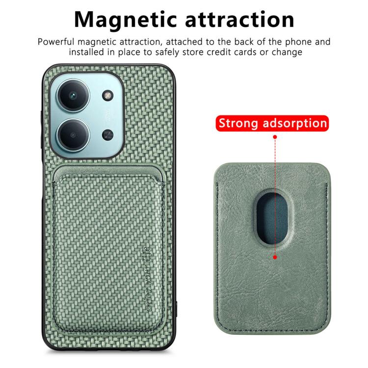 For Redmi 15C 5G / 4G Glodal 171mm Carbon Fiber Leather Card Magnetic Phone Case