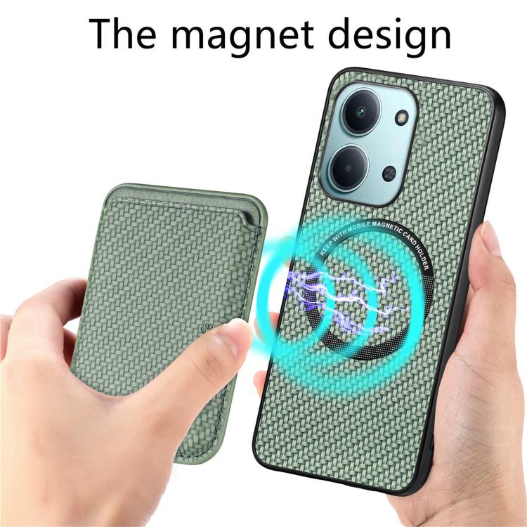 For Redmi 15C 5G / 4G Glodal 171mm Carbon Fiber Leather Card Magnetic Phone Case