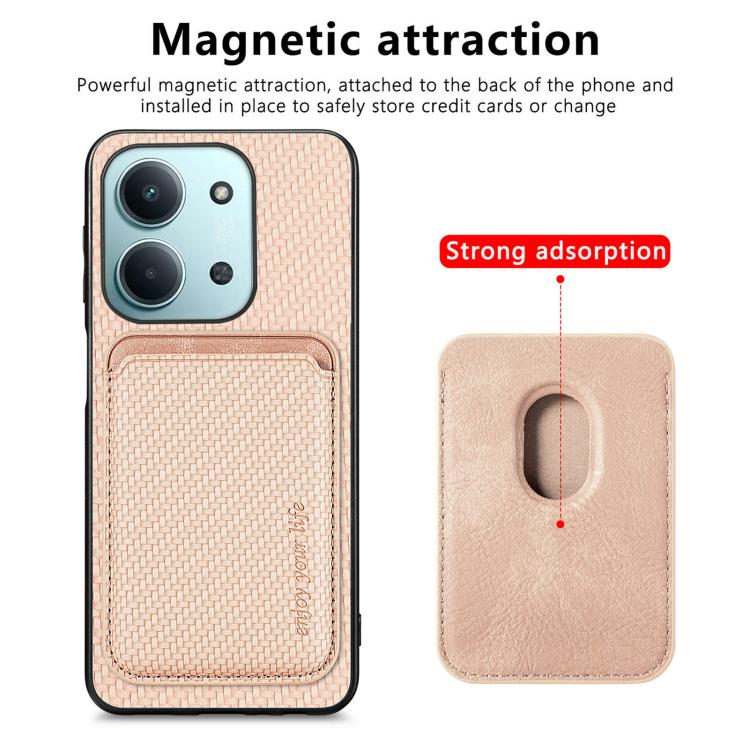 For Redmi 15C 5G / 4G Glodal 171mm Carbon Fiber Leather Card Magnetic Phone Case