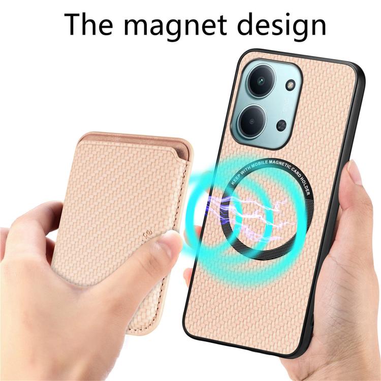For Redmi 15C 5G / 4G Glodal 171mm Carbon Fiber Leather Card Magnetic Phone Case