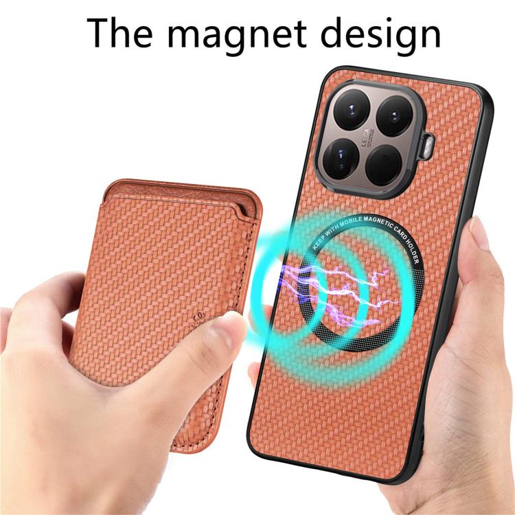 For Xiaomi 15T Pro Carbon Fiber Leather Card Magnetic Phone Case