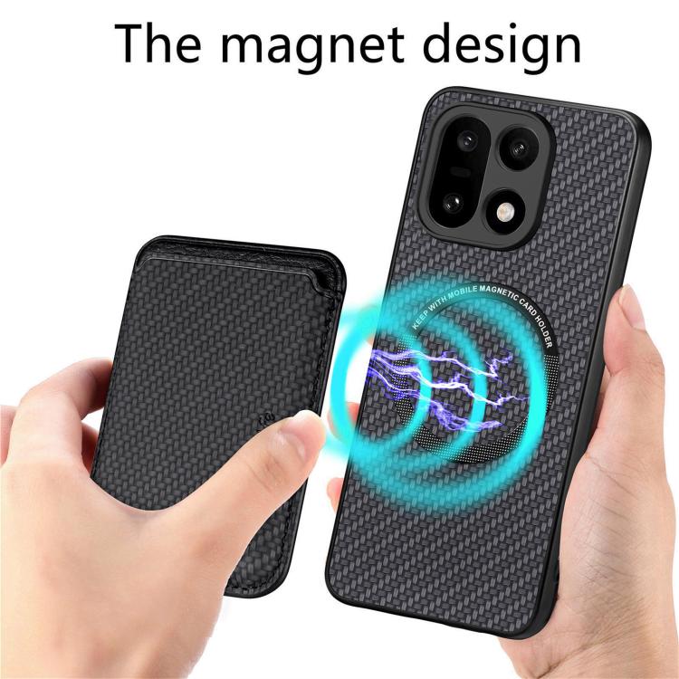 For OnePlus 15 Carbon Fiber Leather Card Magsafe Phone Case