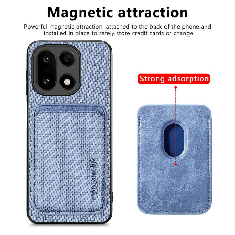 For OnePlus 15 Carbon Fiber Leather Card Magsafe Phone Case