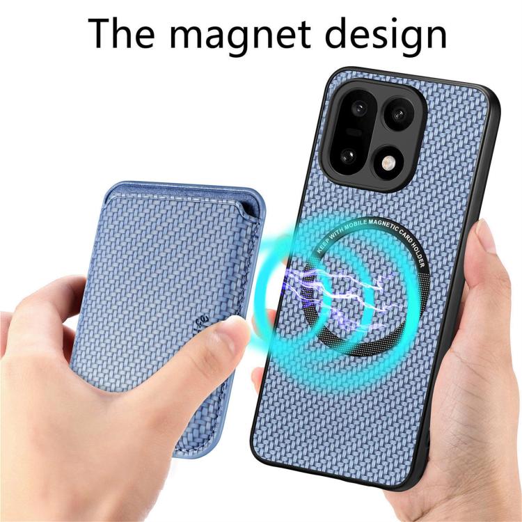 For OnePlus 15 Carbon Fiber Leather Card Magsafe Phone Case