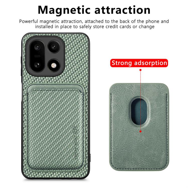For OnePlus 15 Carbon Fiber Leather Card Magsafe Phone Case