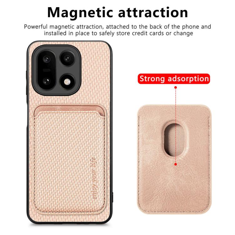 For OnePlus 15 Carbon Fiber Leather Card Magsafe Phone Case