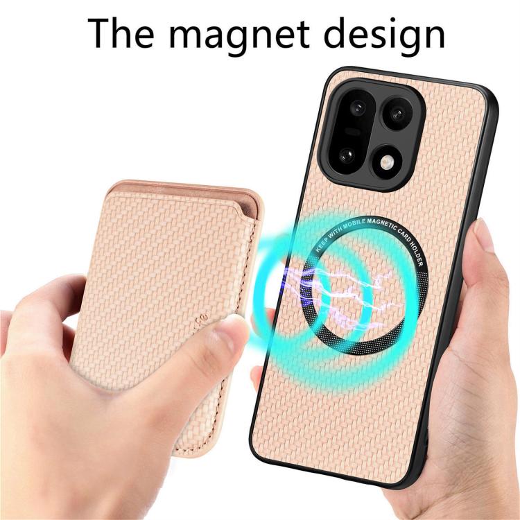 For OnePlus 15 Carbon Fiber Leather Card Magsafe Phone Case